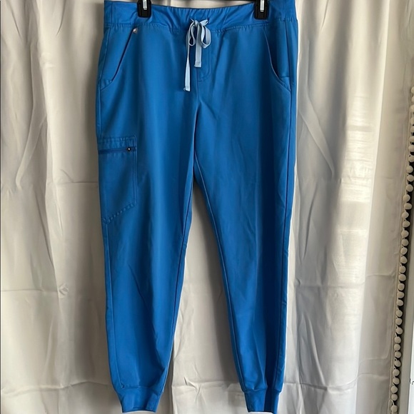 FIGS Zamora Jogger Scrub Pants Capri Blue Size Large - Picture 2 of 5